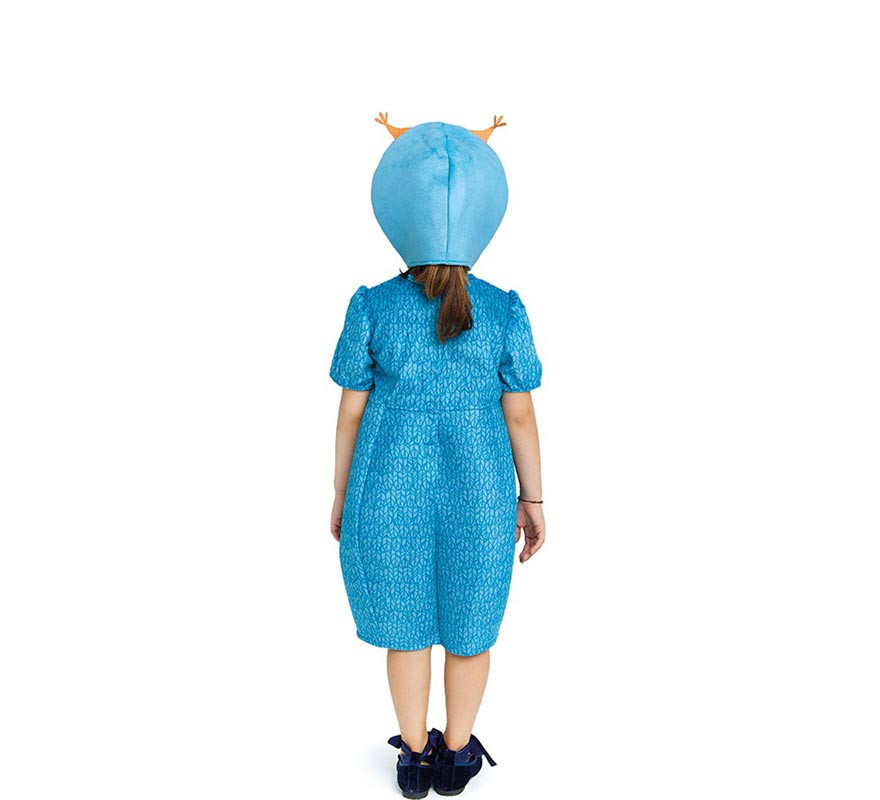 Disfraz de Búho en vestido azul con capucha para bebé y niña-B