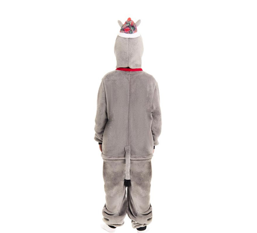 Kids Christmas Tartan Hooded Donkey Costume-B