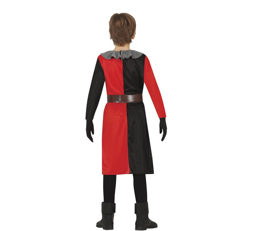 Fato de cavaleiro medieval vermelho e preto para criança-B