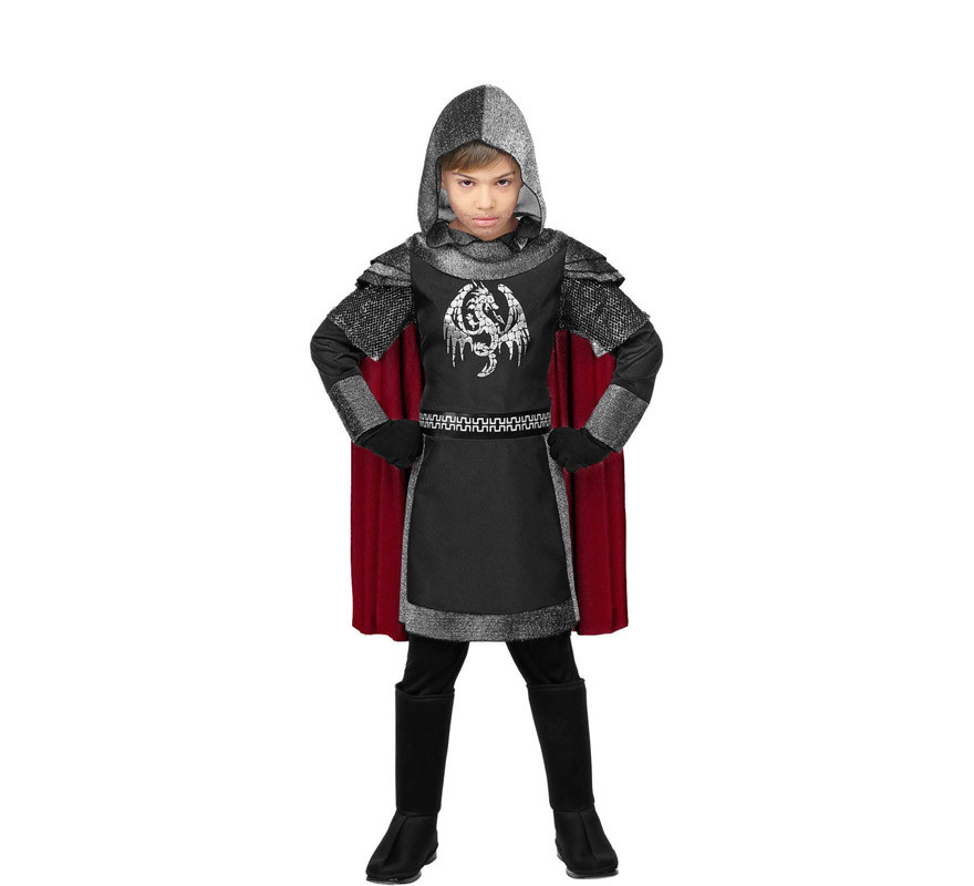 Costume de chevalier noir avec cape pour enfant-B