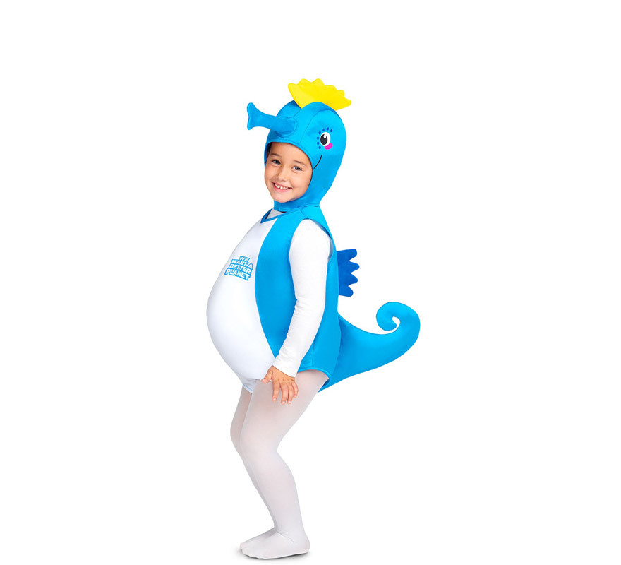 Fato de cavalo marinho azul para bebé e criança-B