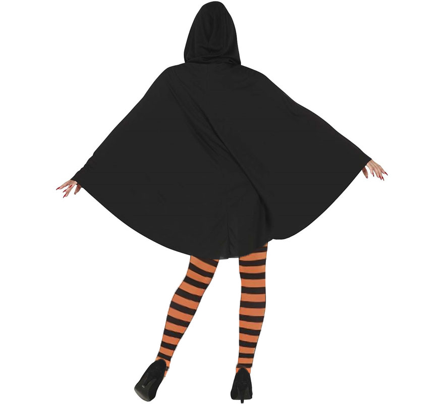 Pumpkin Costume in Black Poncho for Women-B