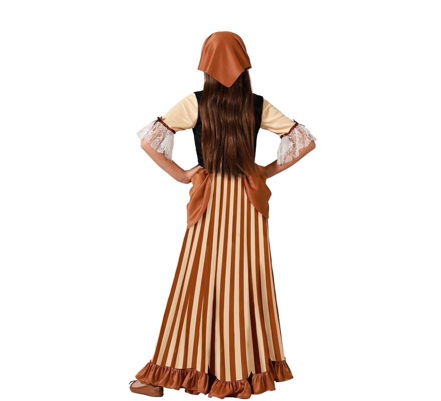 Brown Medieval Peasant Costume for Girls-B