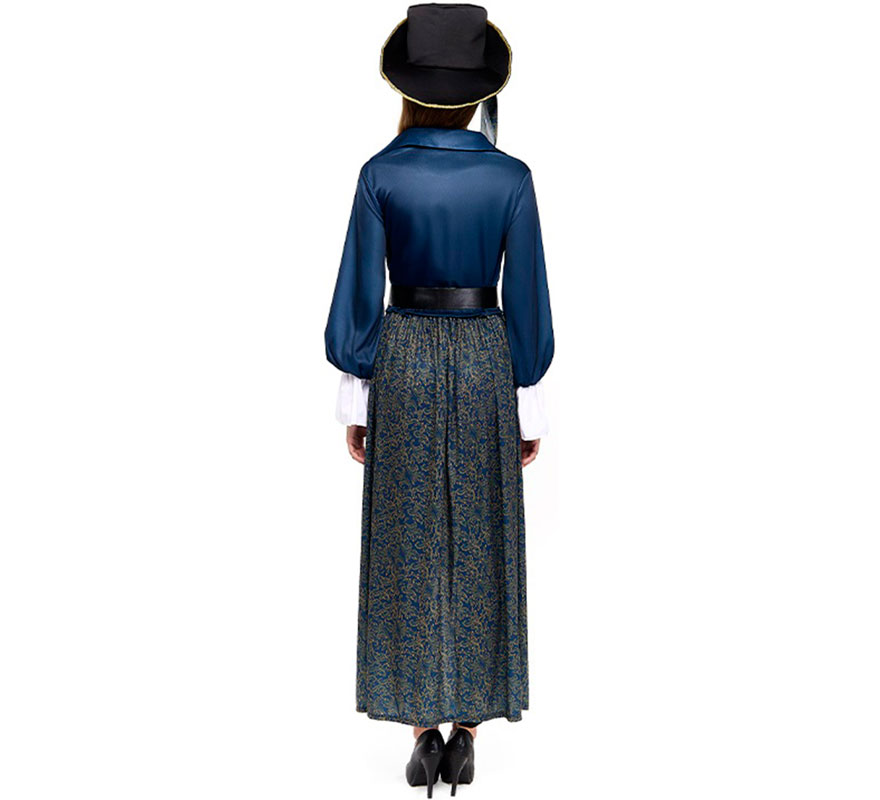 Disfraz de Capitana Pirata azul para mujer-B
