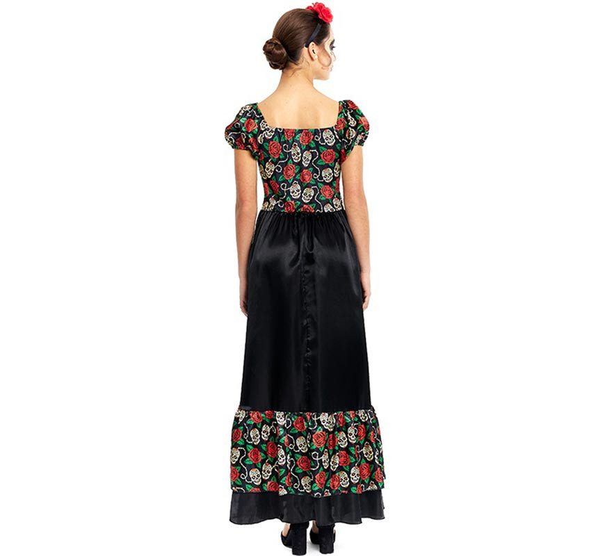 Fato de Catrina vestido preto longo para mulher-B