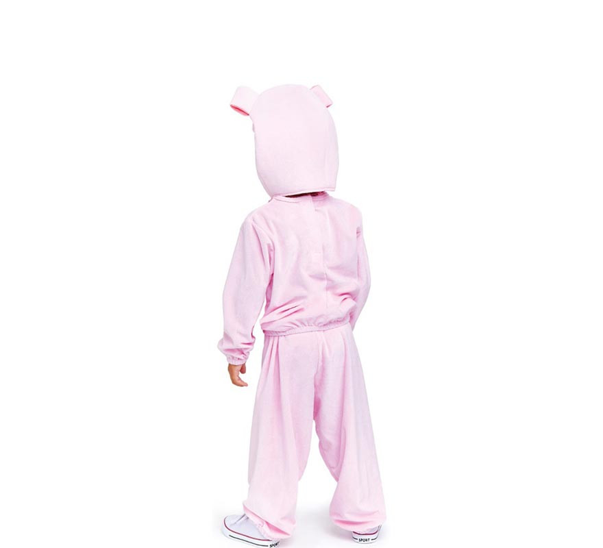 Fato de porco rosa com capuz e orelhas para bebé e criança-B