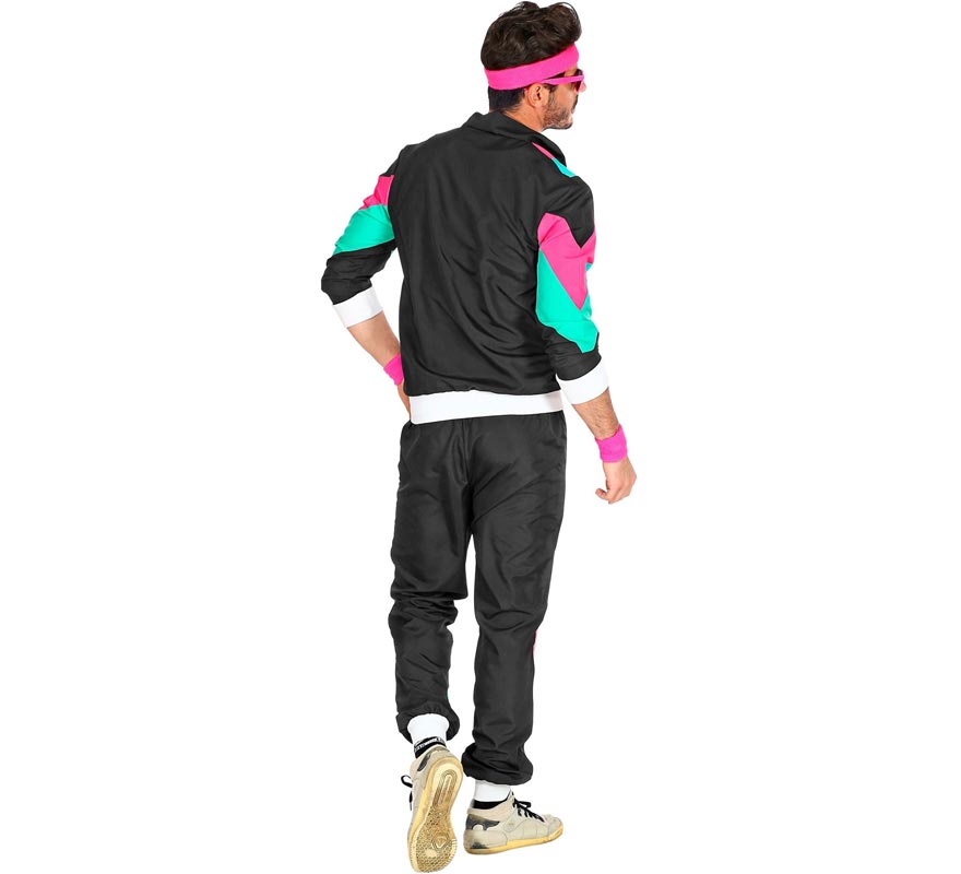 Déguisement survêtement années 80 noir et rose adulte-B