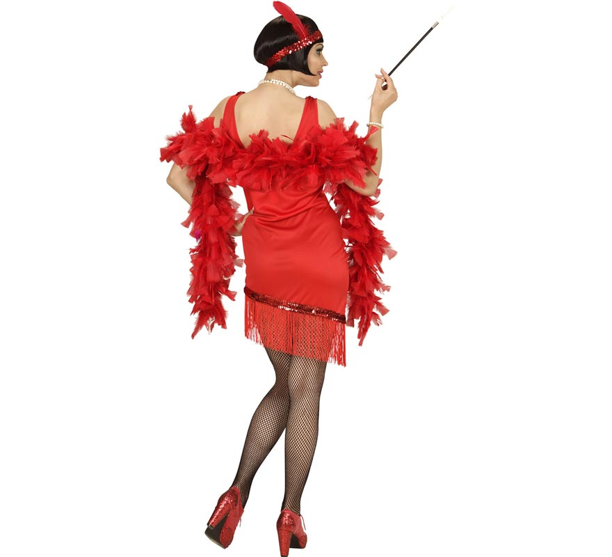 Disfraz de Charlestón rojo con tocado para mujer-B
