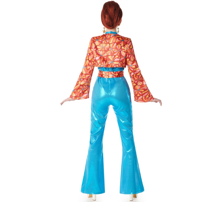 Fato de garota disco azul dos anos 70 para mulheres-B