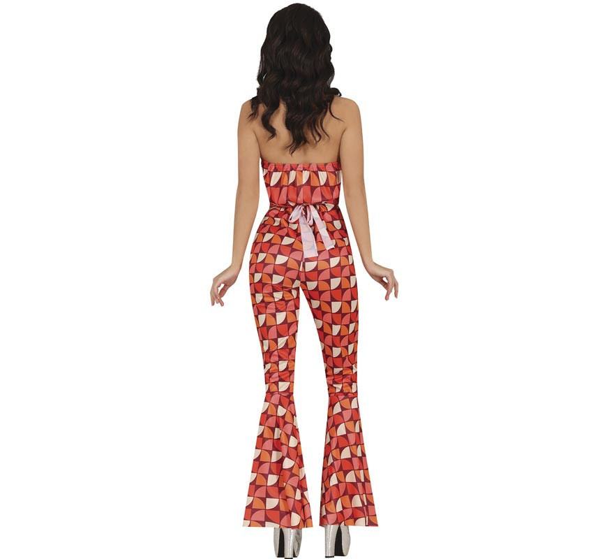 Costume da ragazza da discoteca rossastra anni '70 per donna-B