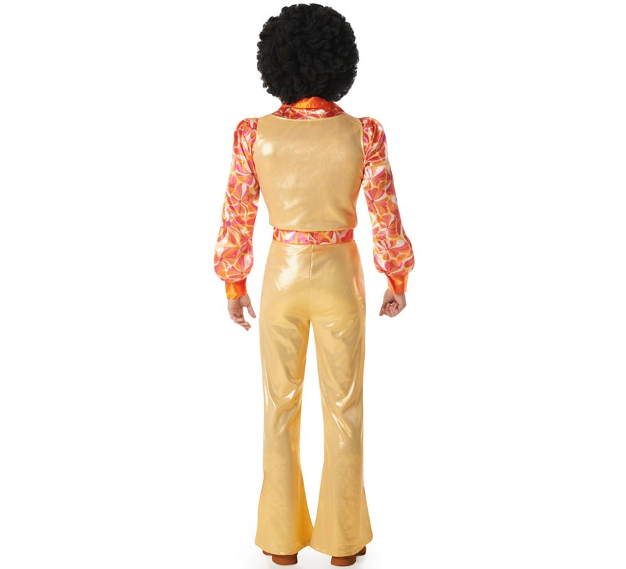Fato masculina de menino disco dourado dos anos 70-B