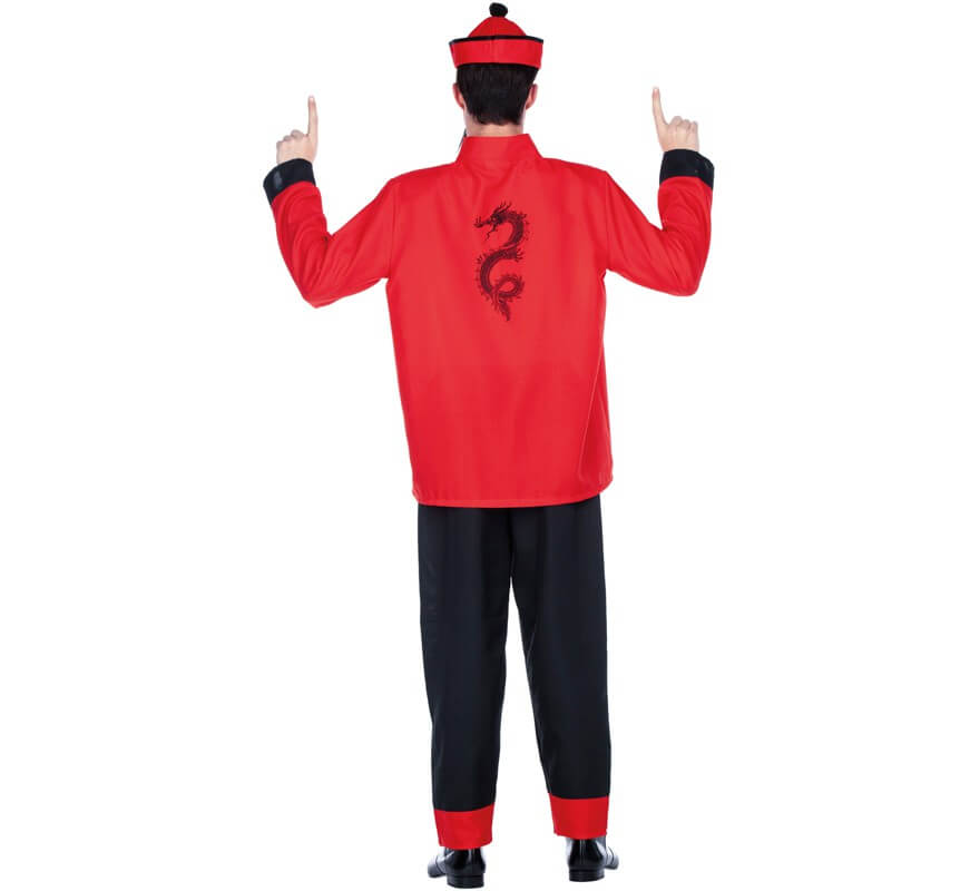 Disfraz de Chino Rojo y Negro para hombre-B