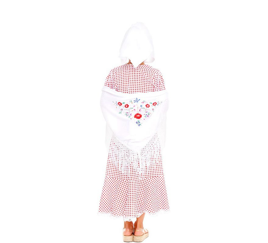 Weißes Chulapa-Kostüm mit großen roten Punkten für Mädchen-B