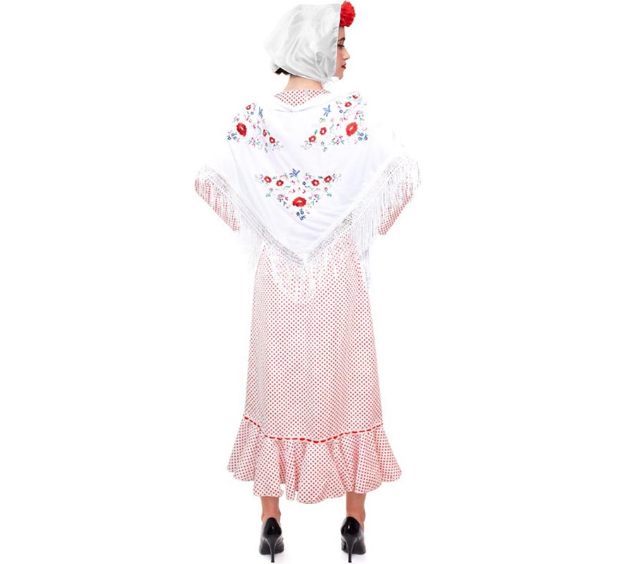 Fato clássica Chulapa branca com bolinhas vermelhas para mulher-B