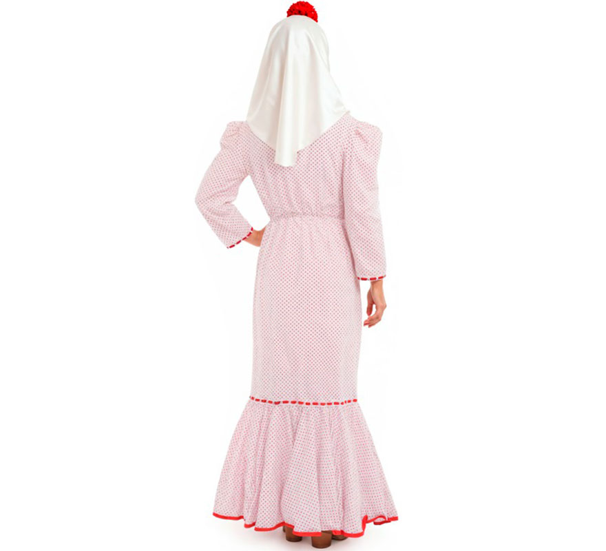 Disfraz de Chulapa Clásico blanco y rojo para mujer-B