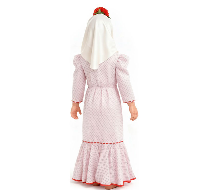 Disfraz de Chulapa Clásico blanco y rojo para niña-B