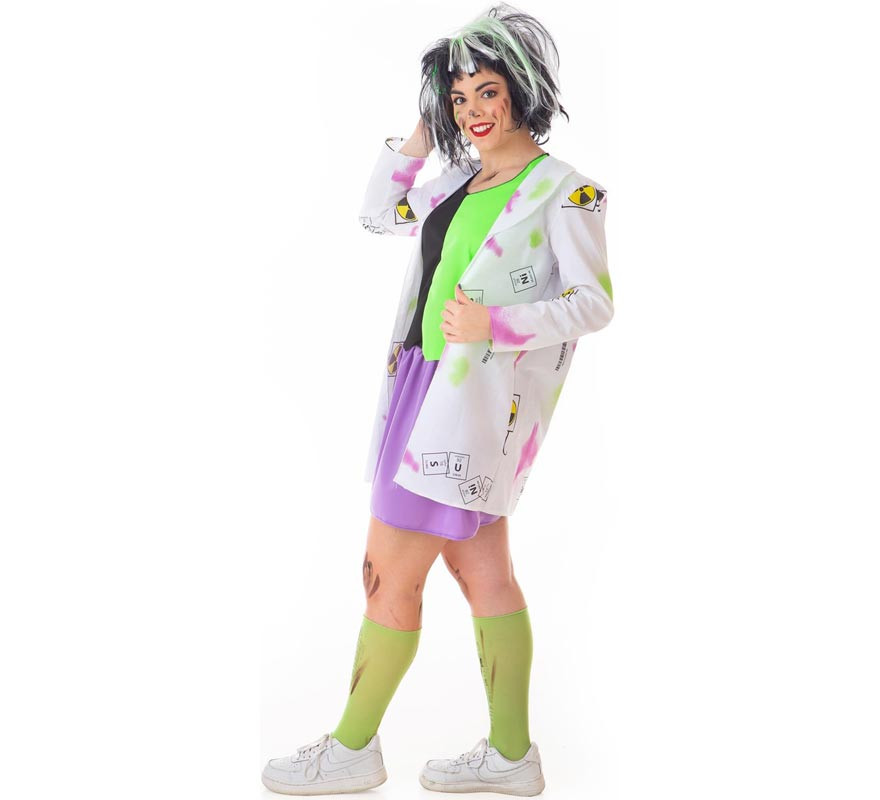 Costume da Scienziata Pazza bianca e verde per donna-B