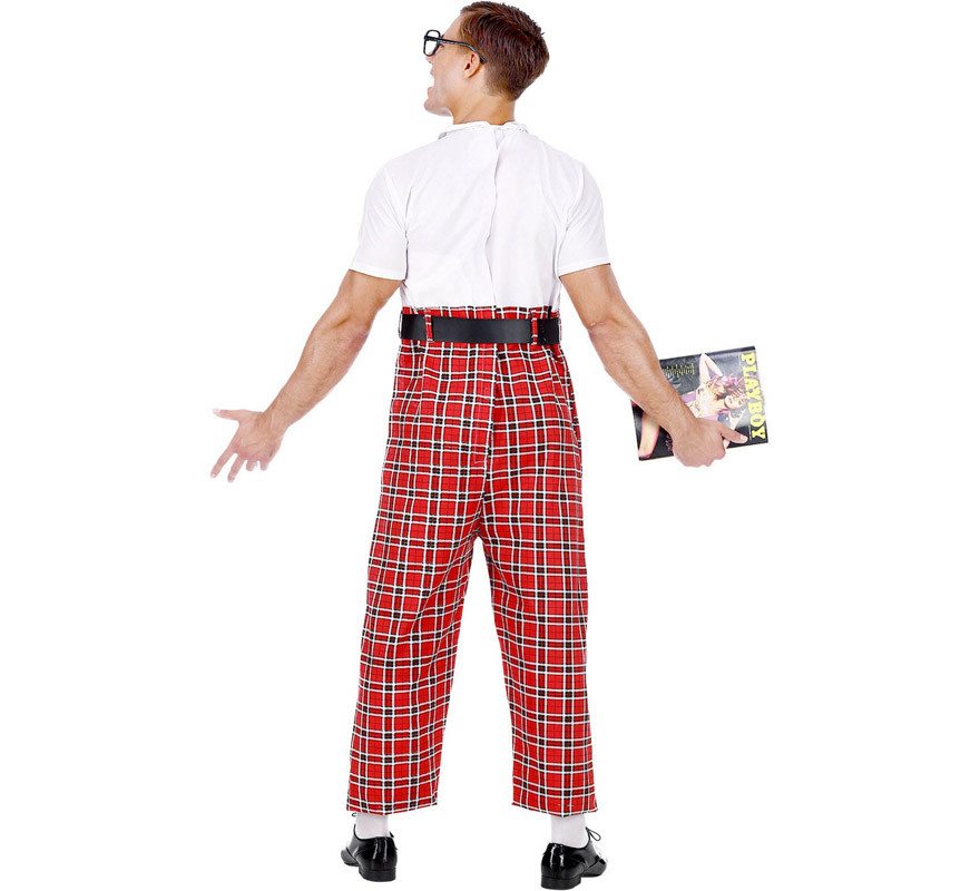 Costume da scolaro matricola nerd da uomo con occhiali-B
