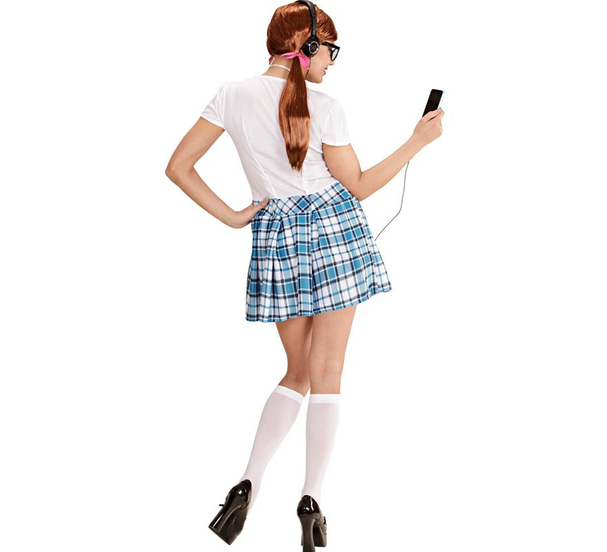 Blue Plaid Flirty Schoolgirl Costume for Women-B