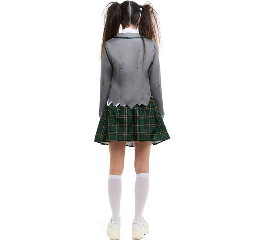 Women's Grey Zombie Schoolgirl Costume with Jacket-B