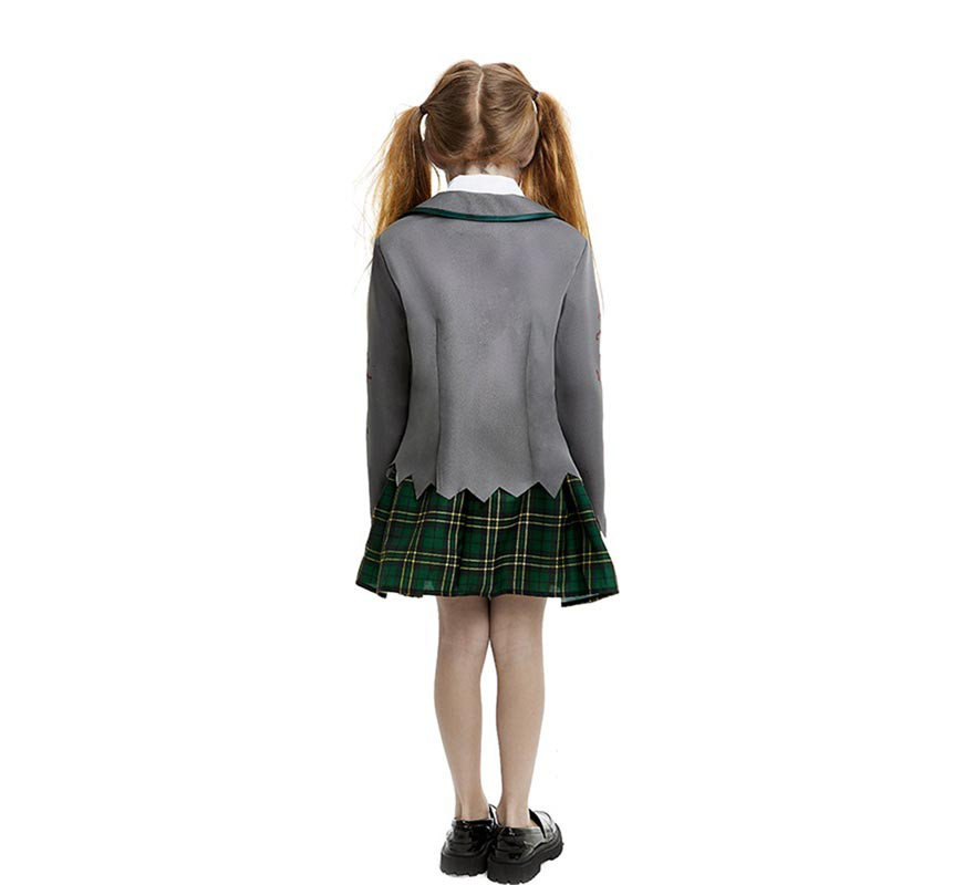 Grey Zombie Schoolgirl Costume with Jacket for Girls and Teenagers-B