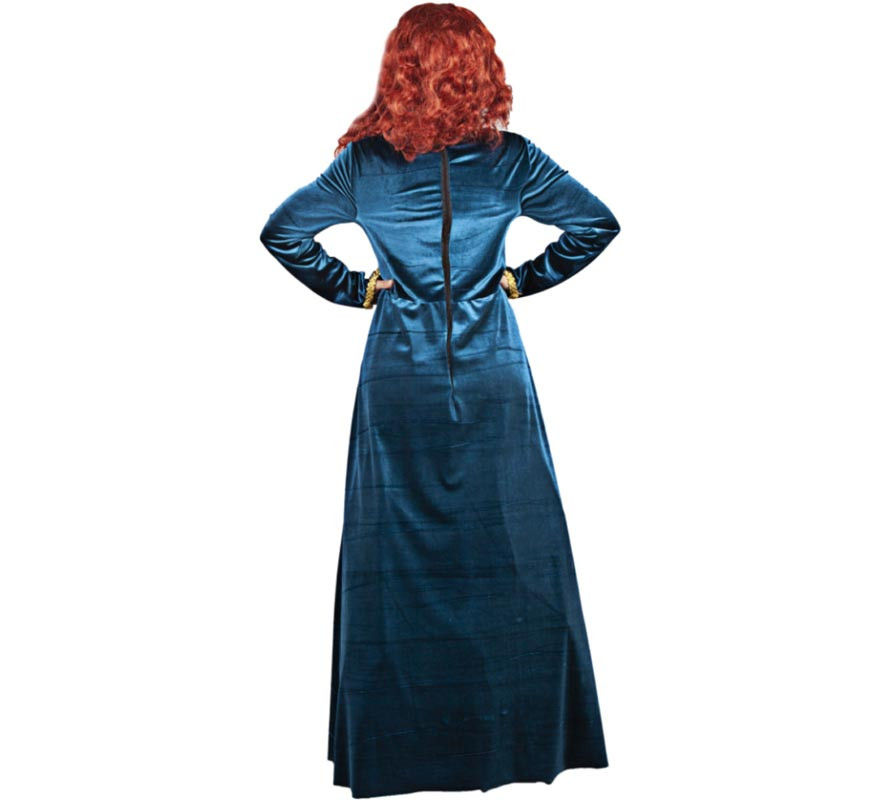 Costume de courtisane médiévale bleu élégant pour femme-B