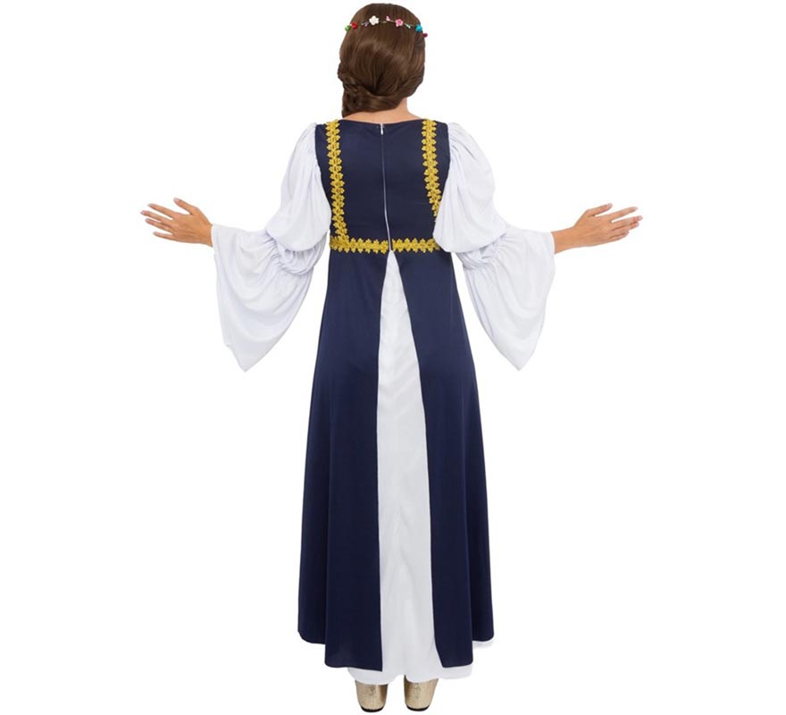 Fato de senhora medieval azul e branco para mulher-B
