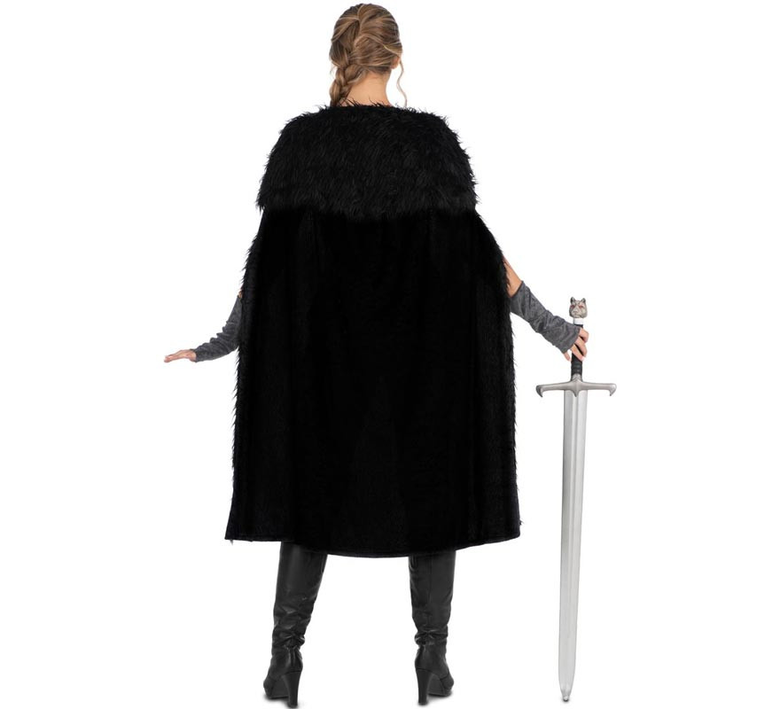 Black Medieval Lady Costume with Cape for Women-B