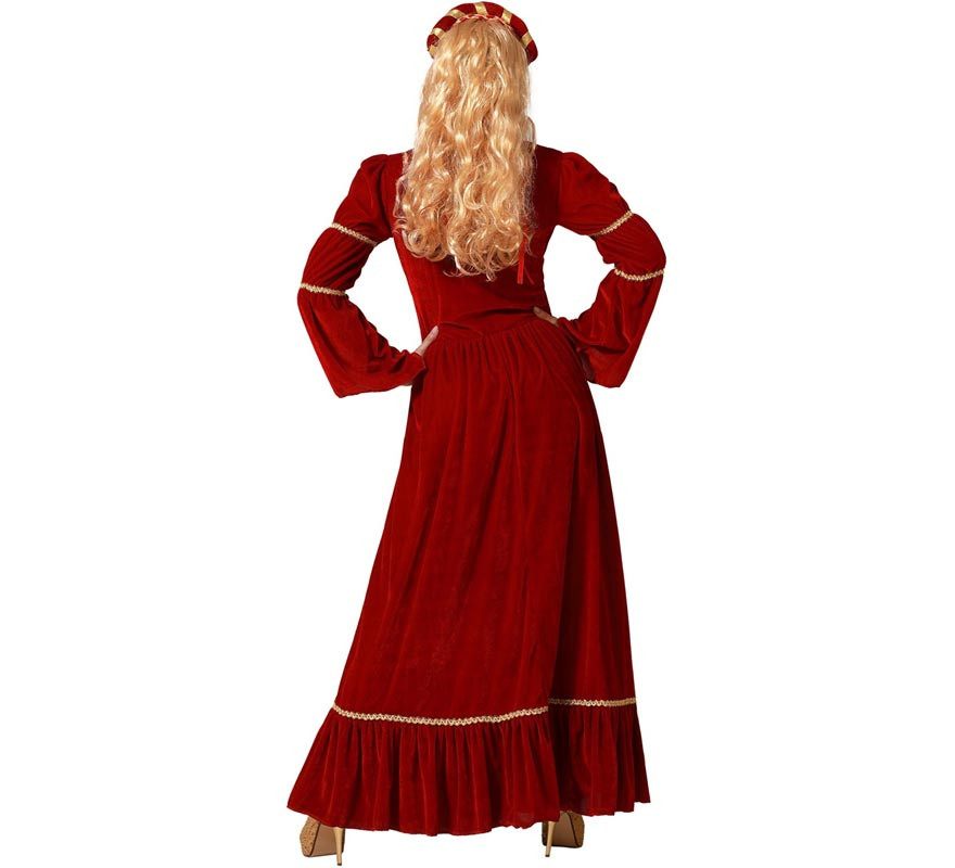 Costume de dame de la Renaissance médiévale rouge pour femme-B