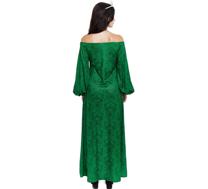 Costume da dama medievale stampato verde per donna-B