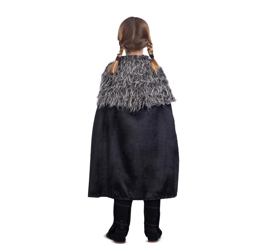 Déguisement Dame Viking argentée avec cape pour fille-B