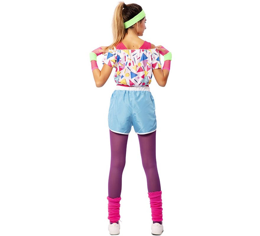 80s Sportswoman Costume with Wristbands for Women-B