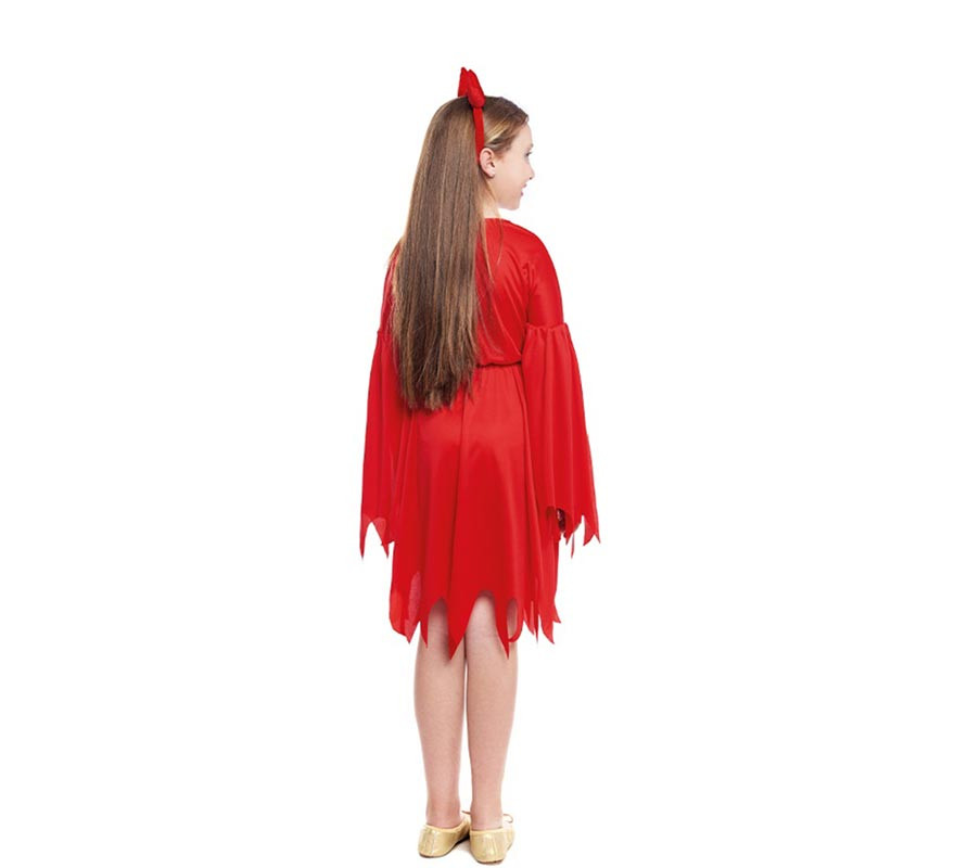 Fato chique de diabo vermelho com pontas para menina-B