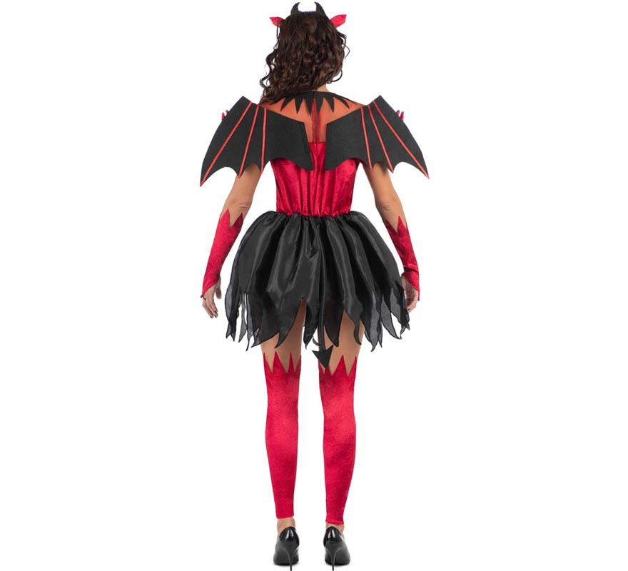 Red and black Devil costume with wings for women-B