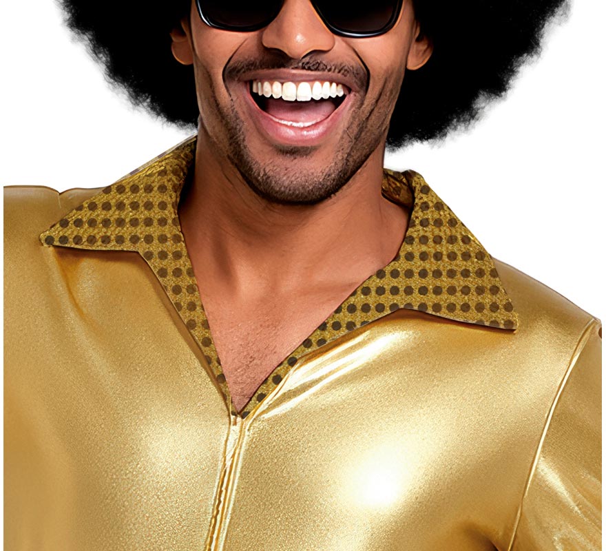 Fato de discoteca dourada masculina-B