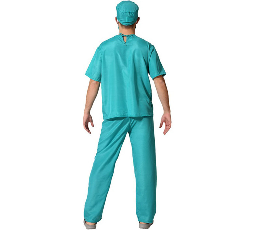 Costume de docteur bleu à manches courtes pour homme-B
