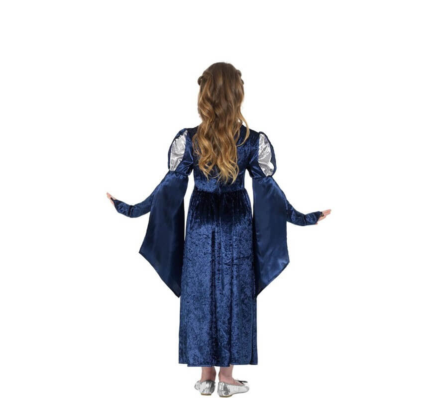 Disfraz de Doncella Medieval Azul para niña-B