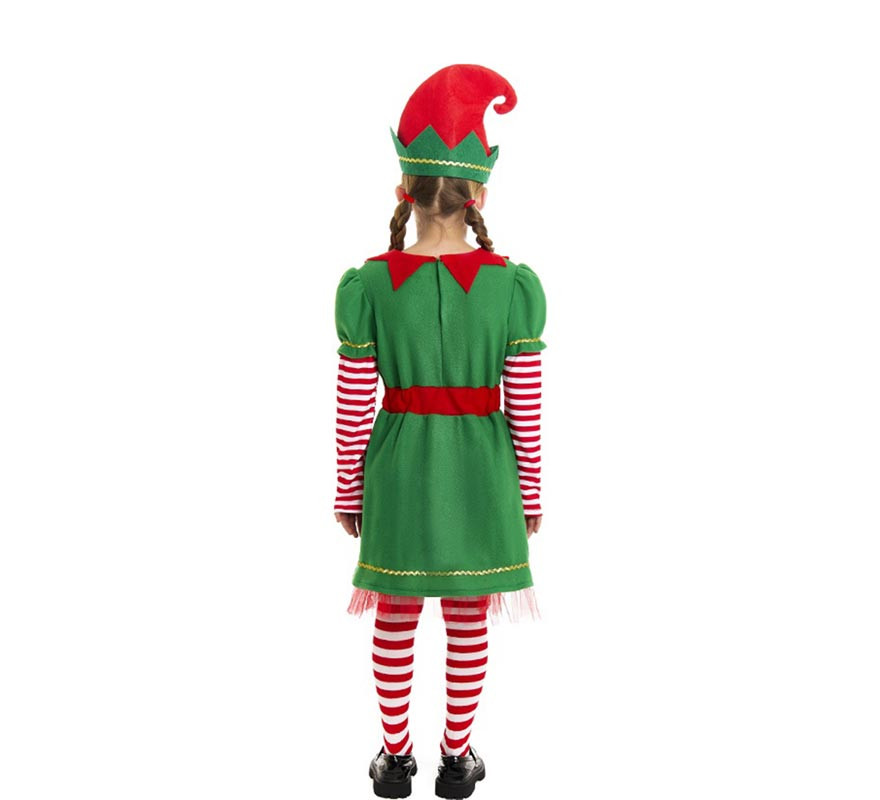 Polar Elf costume in green and red dress for girls-B