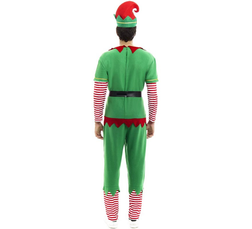 Costume da elfo polare verde e rosso con cintura per uomo-B