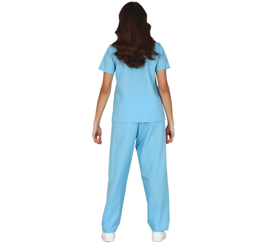 Blaues Krankenschwester Kostüm für Damen-B