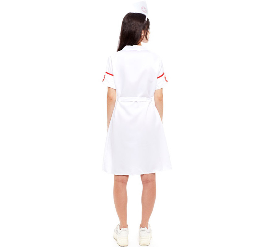 Disfraz de Enfermera en Vestido Blanco para mujer-B