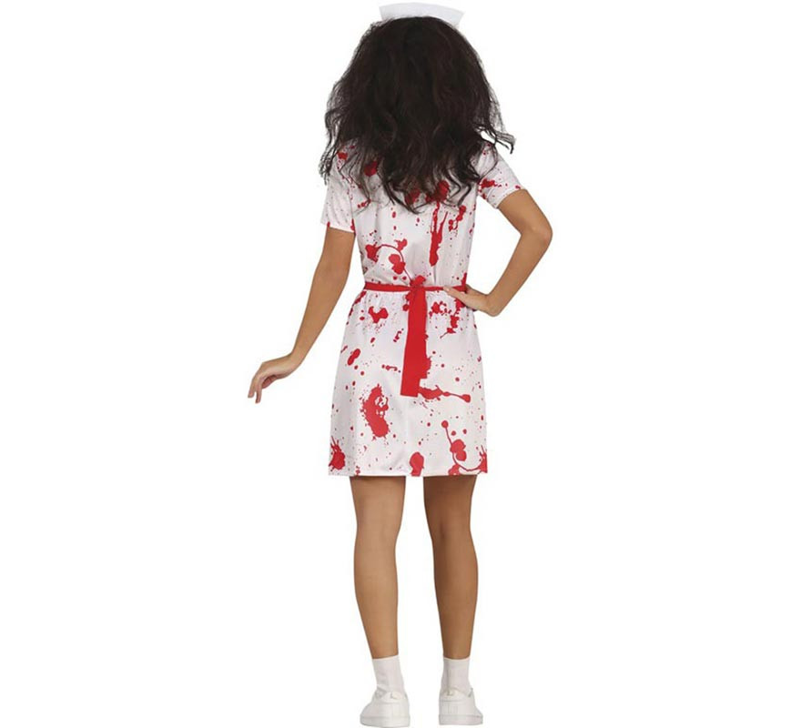 Weißes Zombie-Krankenschwesterkostüm für Damen-B
