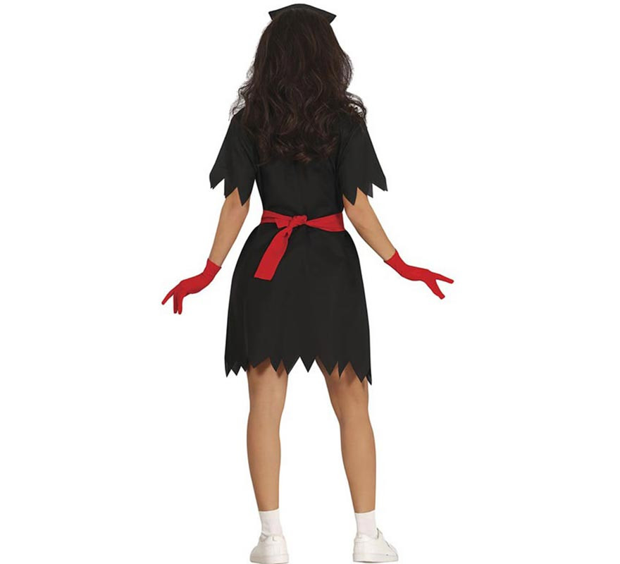 Disfraz de Enfermera Zombie negro para mujer-B