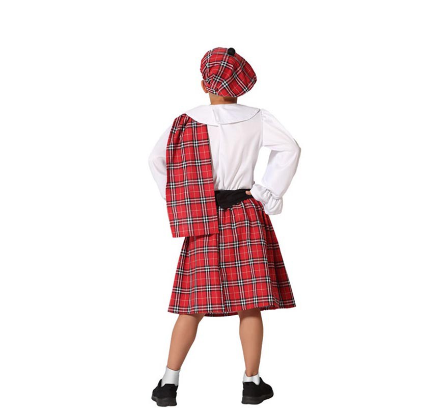costume scozzese per i ragazzi Rosso e Bianco-B