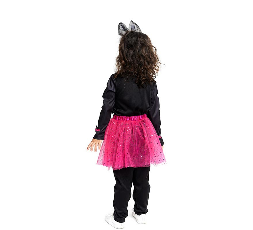 Adorabile costume da scheletro con tutù fucsia per neonato e bambina-B