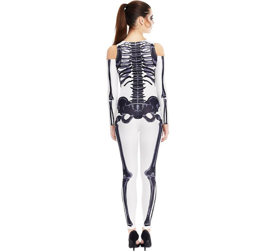 Women's Full White Skeleton Costume-B