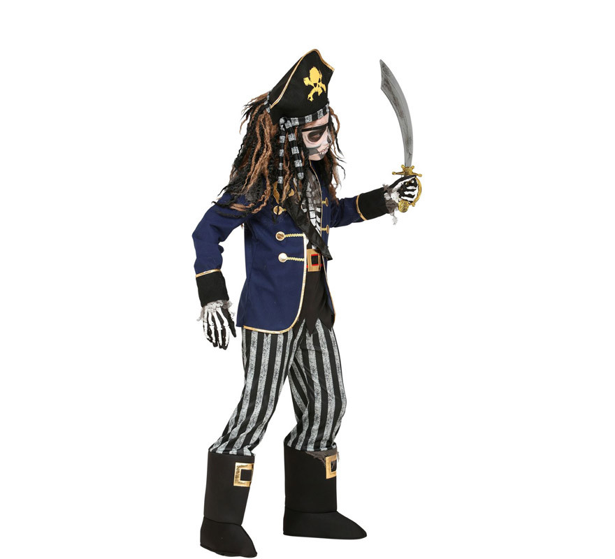 Costume da scheletro da capitano pirata per bambino-B