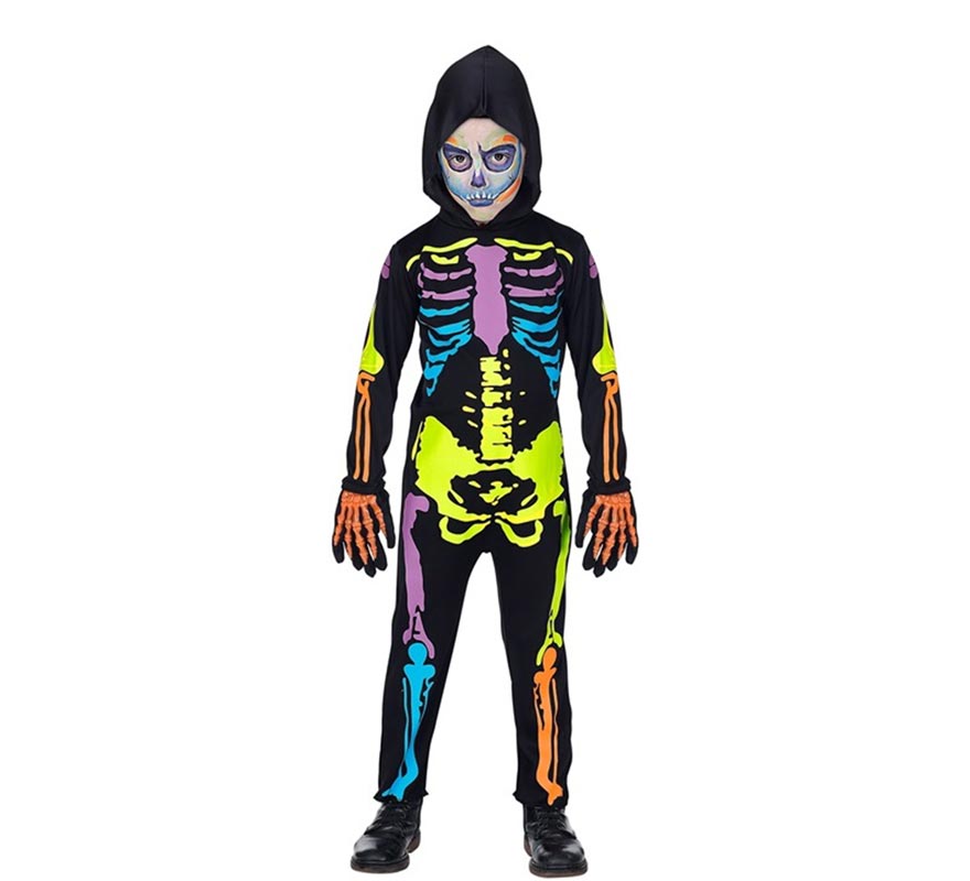 Fato de esqueleto neon para meninos-B