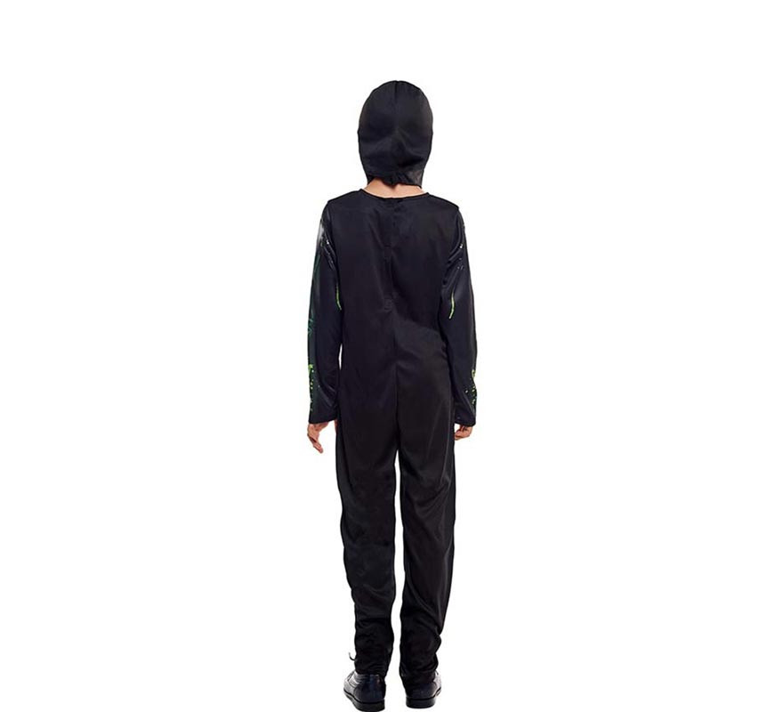 Costume Da Scheletro Per Bambini Intero – Nero Con Ossa Fosforescenti – Travestimento Halloween