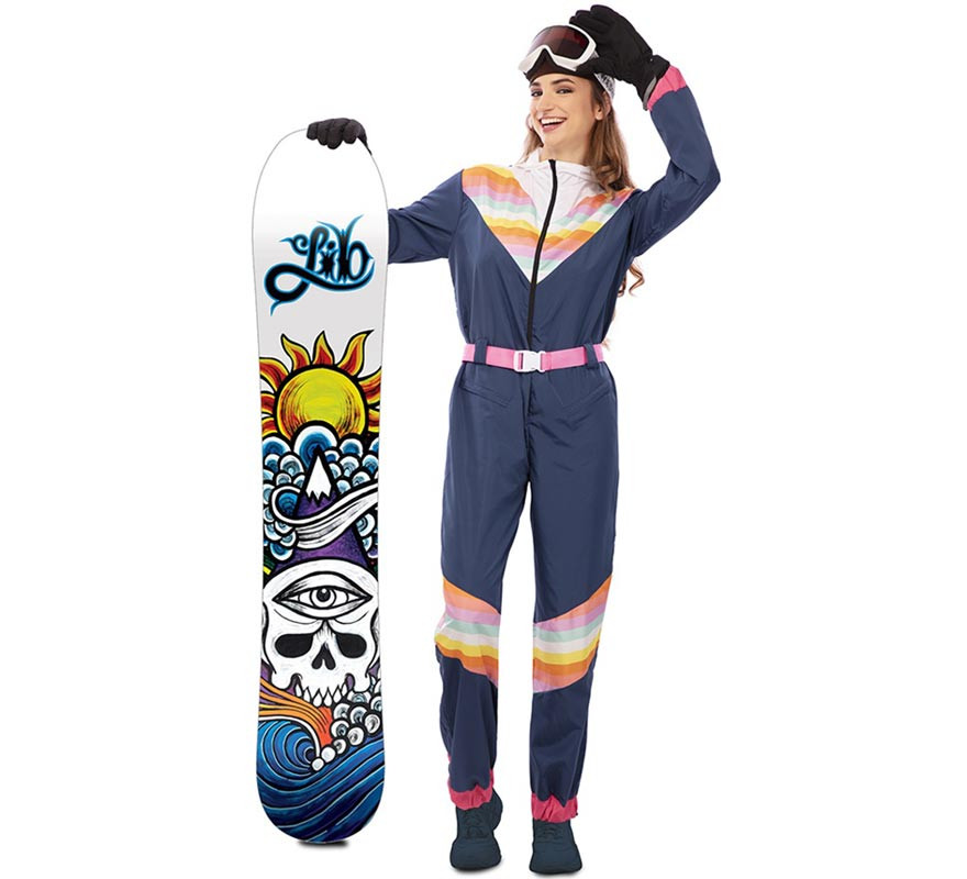 Blue skier costume with belt for women-B